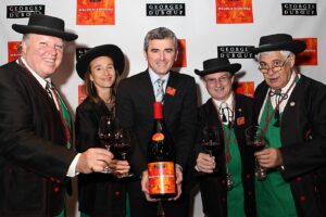 Jacques Capsouto (far right) with fellow members of the Compagnons du Beaujolais with Franck Duboeuf, Les Vins George Duboeuf