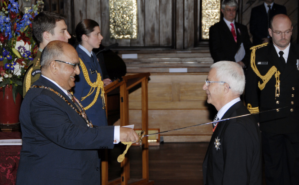 George Fistonich being knighted