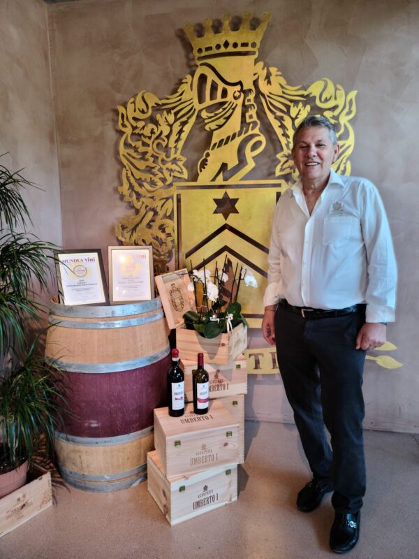 Joe Giusti at the entrance to his Abazia Esratate winery