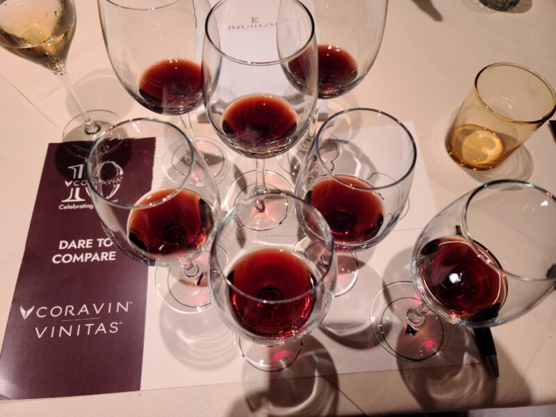 Our blind wine tasting at Le Pavilion. A portion of the wines had been preserved with Coravin,