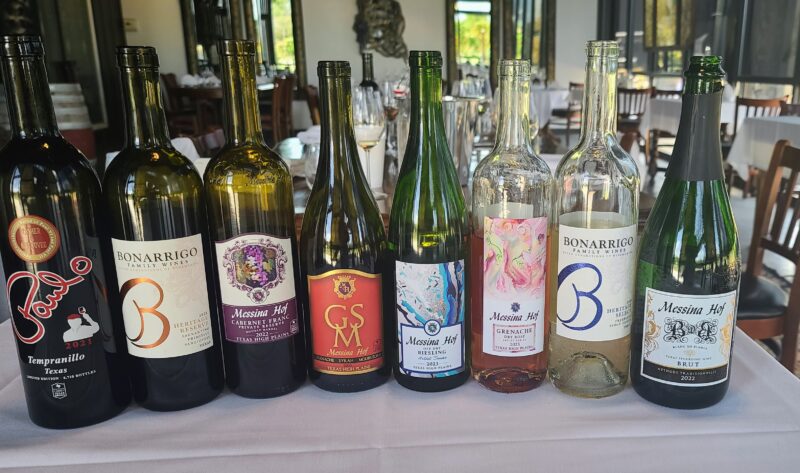 Selections of Messina Hof wines we tasted at our lunch.