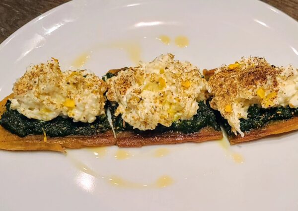 Nettle toast with burrata and pine nuts, morel mushrooms and fennel pollen. This was our favorite dish, just so much flavor.