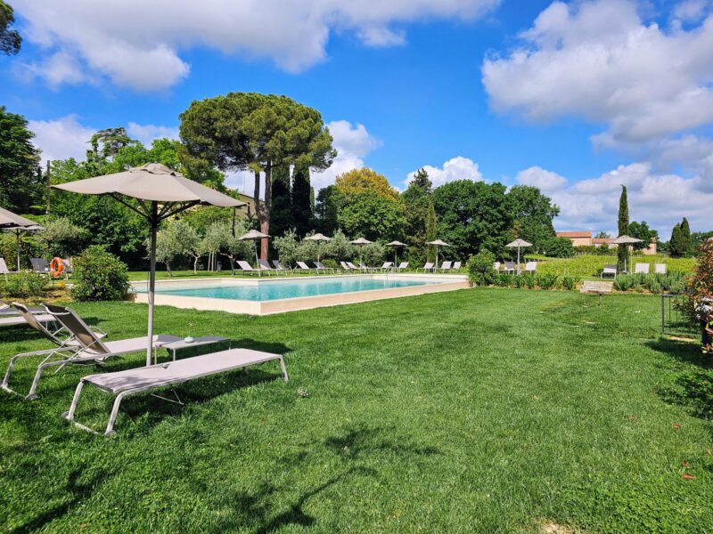 Swimming pool and lawn at Villa Svetoni