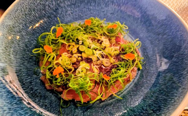 Tuna Solera - yellowfin tuna with five-year chili sauce served over sticky rice - subtle flavors and shareable ($12 supplement) Domaine Louis Michel Chablis Premier Cru “Forets” 2022