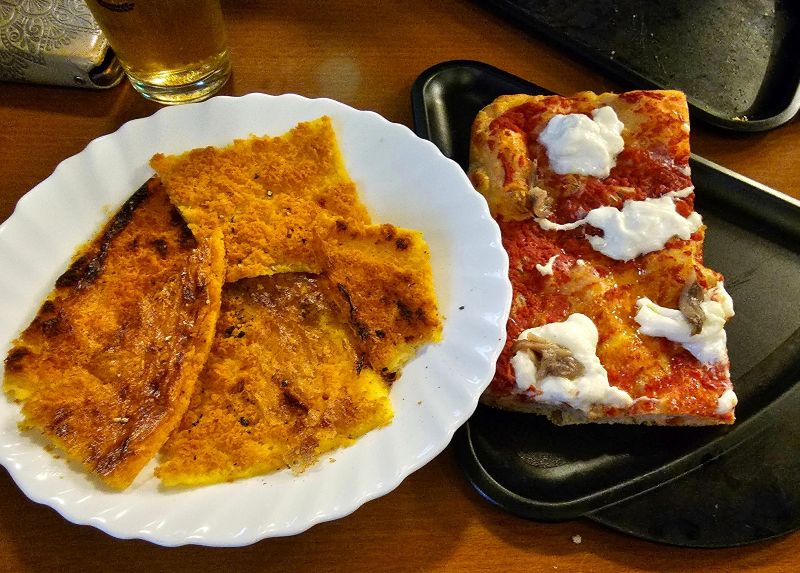 Farinata and focaccia crust pizza at Focaccerie Gran Torino