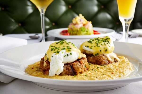 Crabcake Benedict served at brunch 