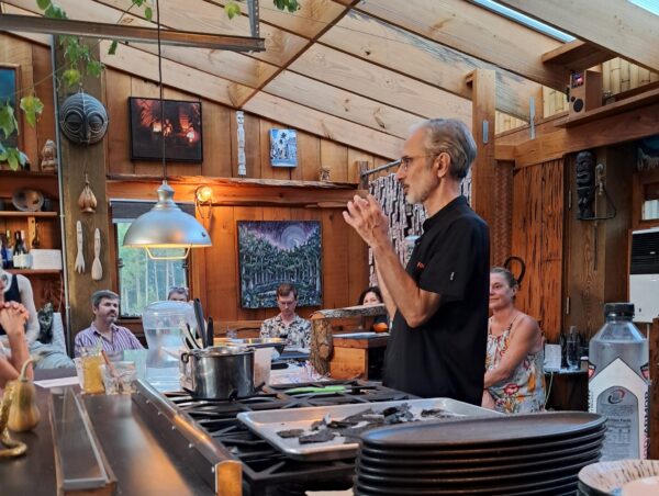 Ernie Foundas, owner/chef at Suis Generis conducts a class of making miso at Tiki Farm Food Lab. Foundas is committed to zero-waste cooking and sources ingredients from his farm.
