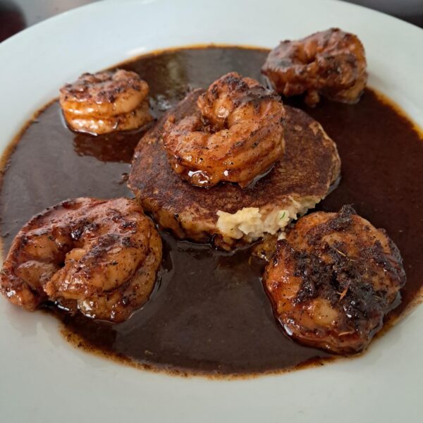 BBQ shrimp with a Creole rice fritter at Brigtsens