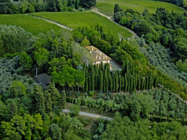 Aerial view of Fattoria Uccelliera. (Winery website photo)
