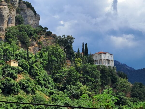 The 1909 Guest House is on the property at Mega Spileo Monastery